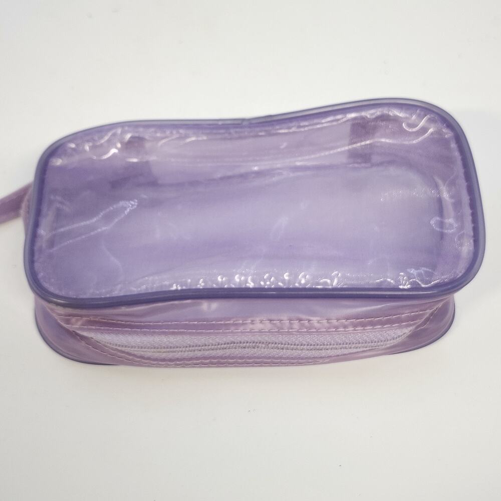Purple Clear Vinyl Cosmetic Makeup Bag Zip Travel Toiletry Case 6.5" China